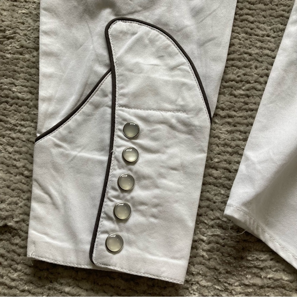Women’s Vintage Roper Embroidered Western Pearl Snap Button Down Rodeo Neutral M - Picture 6 of 9